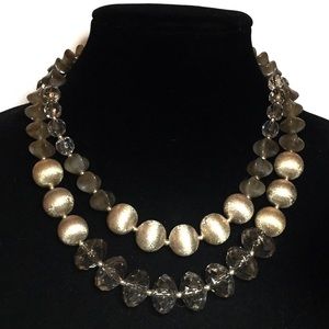 Chico’s NWT Beaded Gold and Brown Tone Necklace